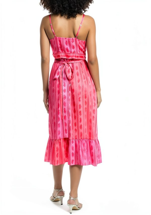 Parisian Woven Midi Dress Wrap Front Adjustable Straps-1