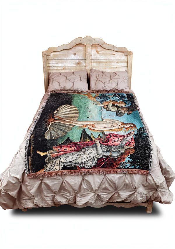 Cotton Reversible Throw Blanket Birth of Venus Pure Country-1