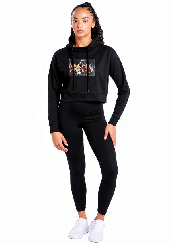 Popfunk Womens Cropped Hoodie Cotton Blend Stretch Fit-4