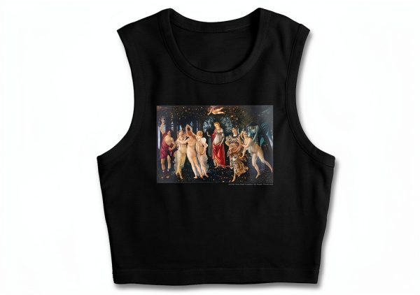 Womens Collegiate Crop Top Tank Cotton Stretch Fit Black-3