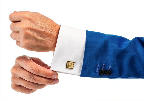 OTAA Mens Cufflinks Set Rhodium Sterling Elegant Design-5