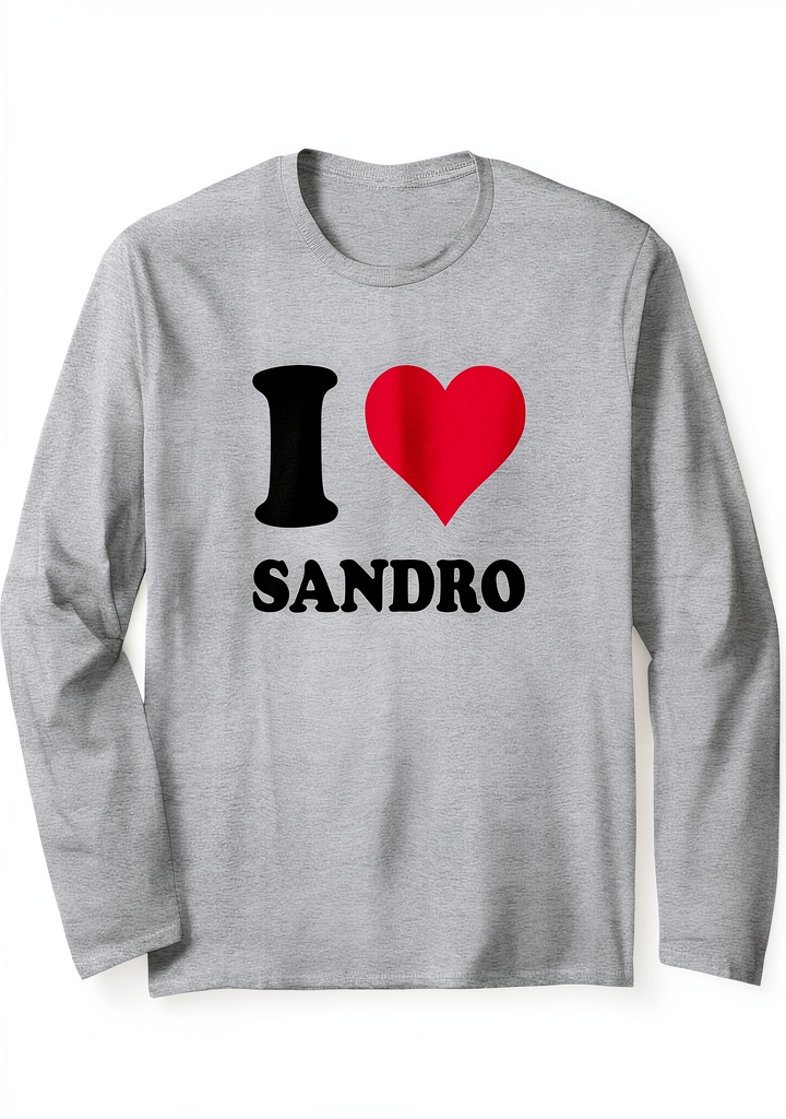 I Love Sandro Red Heart T-shirt front view on a person