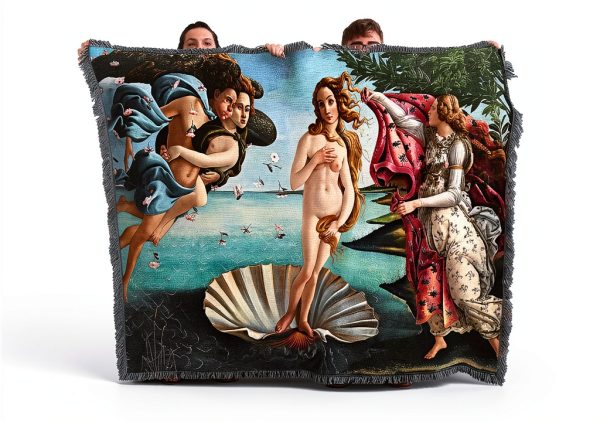 Cotton Reversible Throw Blanket Birth of Venus Pure Country-0