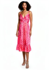 Parisian Woven Midi Dress Wrap Front Adjustable Straps-0