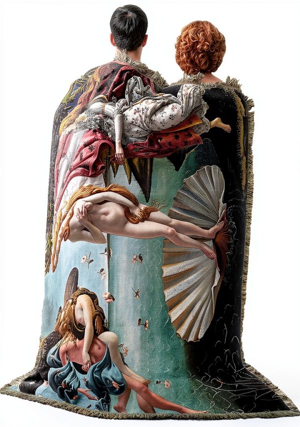 Cotton Reversible Throw Blanket Birth of Venus Pure Country-2