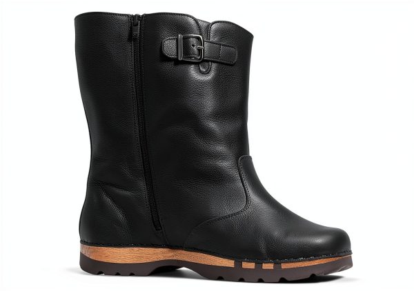 Woody Mens Willow Wood Sole Shoes Black Olivia Sizes-2