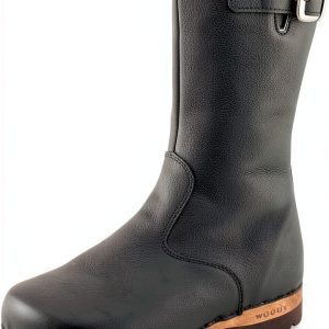 Woody Mens Willow Wood Sole Shoes Black Olivia Sizes-0