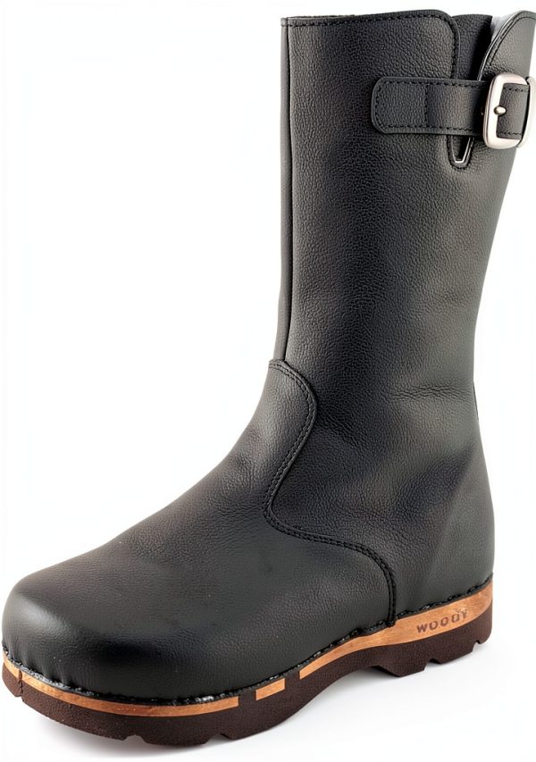 Woody Mens Willow Wood Sole Shoes Black Olivia Sizes-0