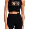 Womens Collegiate Crop Top Tank Cotton Stretch Fit Black-0