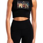 Womens Collegiate Crop Top Tank Cotton Stretch Fit Black-0