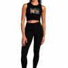 Womens Collegiate Crop Top Tank Cotton Stretch Fit Black-4