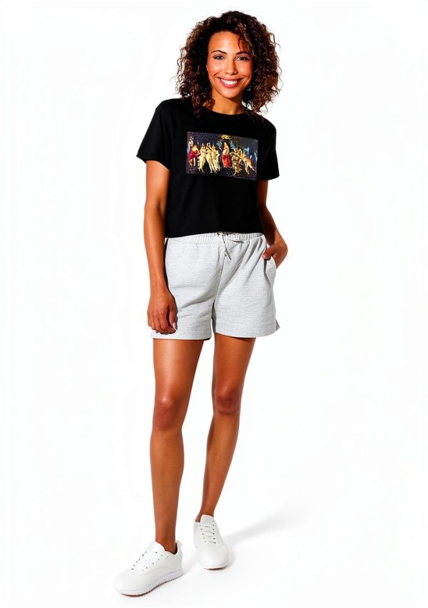 Sandro Botticelli Womens Crop Top Cotton Graphic Tee-3