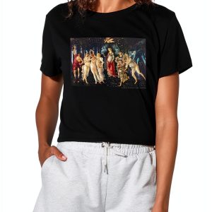 Sandro Botticelli Womens Crop Top Cotton Graphic Tee-0