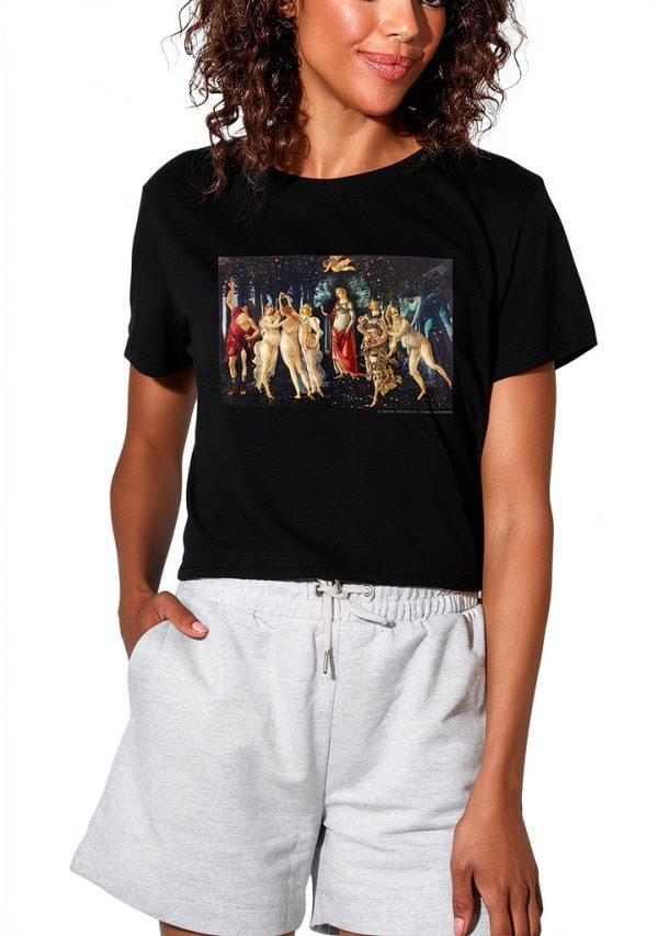 Sandro Botticelli Womens Crop Top Cotton Graphic Tee-0