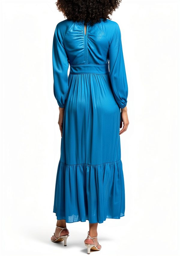 Turquoise Woven Maxi Dress Parisian Pieces SFPRO03627 Crewneck Waist-1