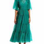 Parisian Woven Midi Dress Vert Crystal Embellished SFPRO03698-0