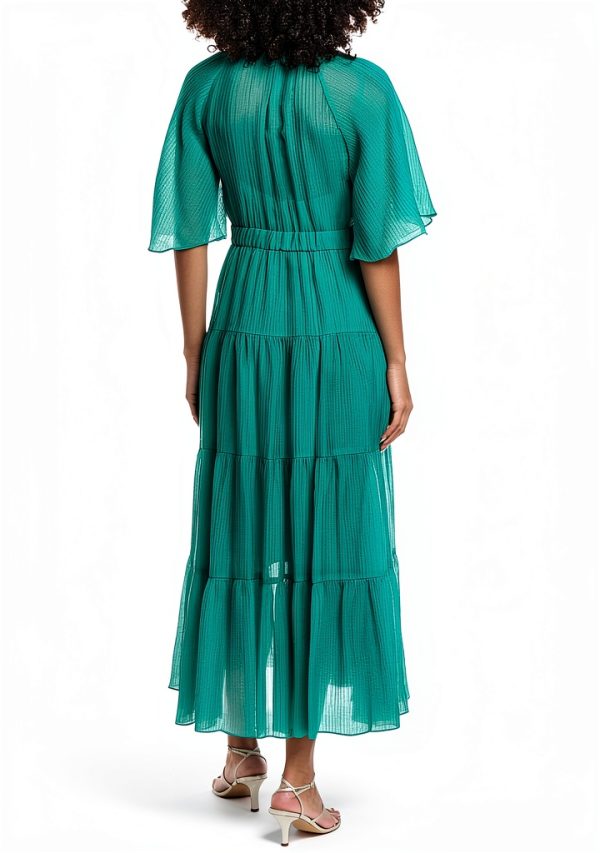 Parisian Woven Midi Dress Vert Crystal Embellished SFPRO03698-1